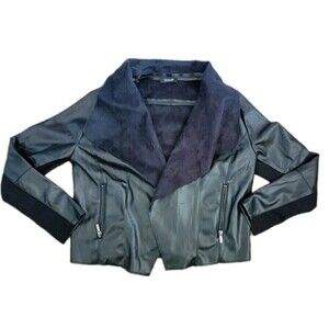 Escalier Jacket Blazer Size Large Vegan Leather Suede Black